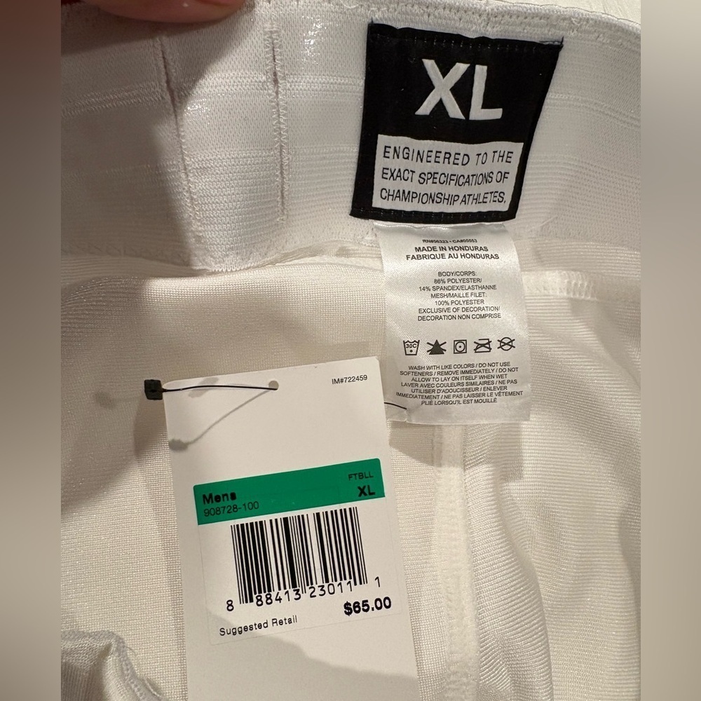 Nike Vapor Team White Football Pants Men’s Size XL 908728-100 NWT $67 - Picture 5 of 5